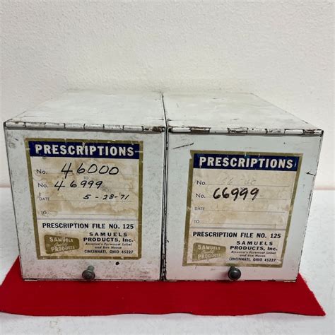 vintage metal prescription file boxes|Vintage White Metal Prescription File Boxes from Pharmacy.